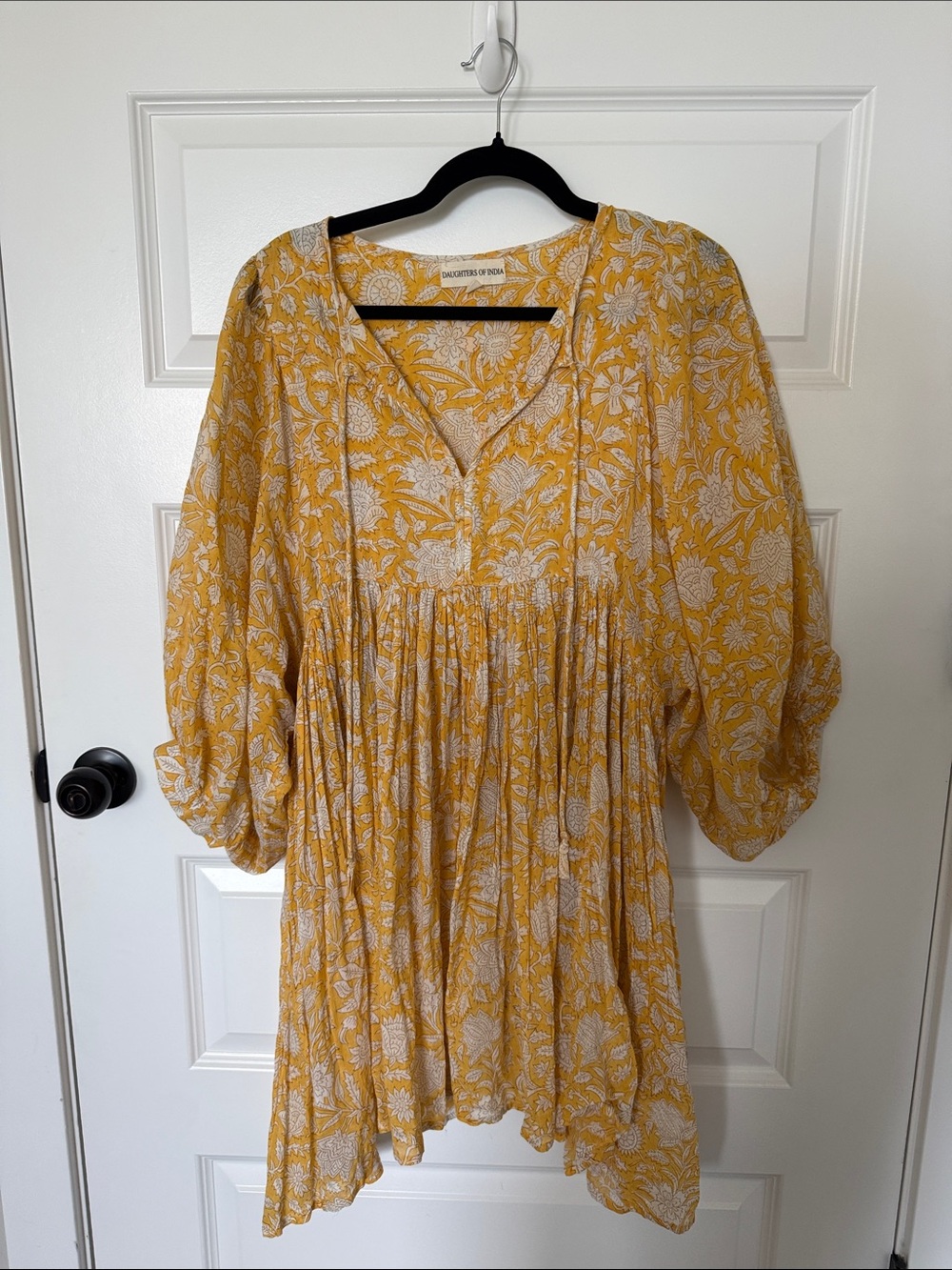 Daughters of India Mustard Floral Tunic Dress